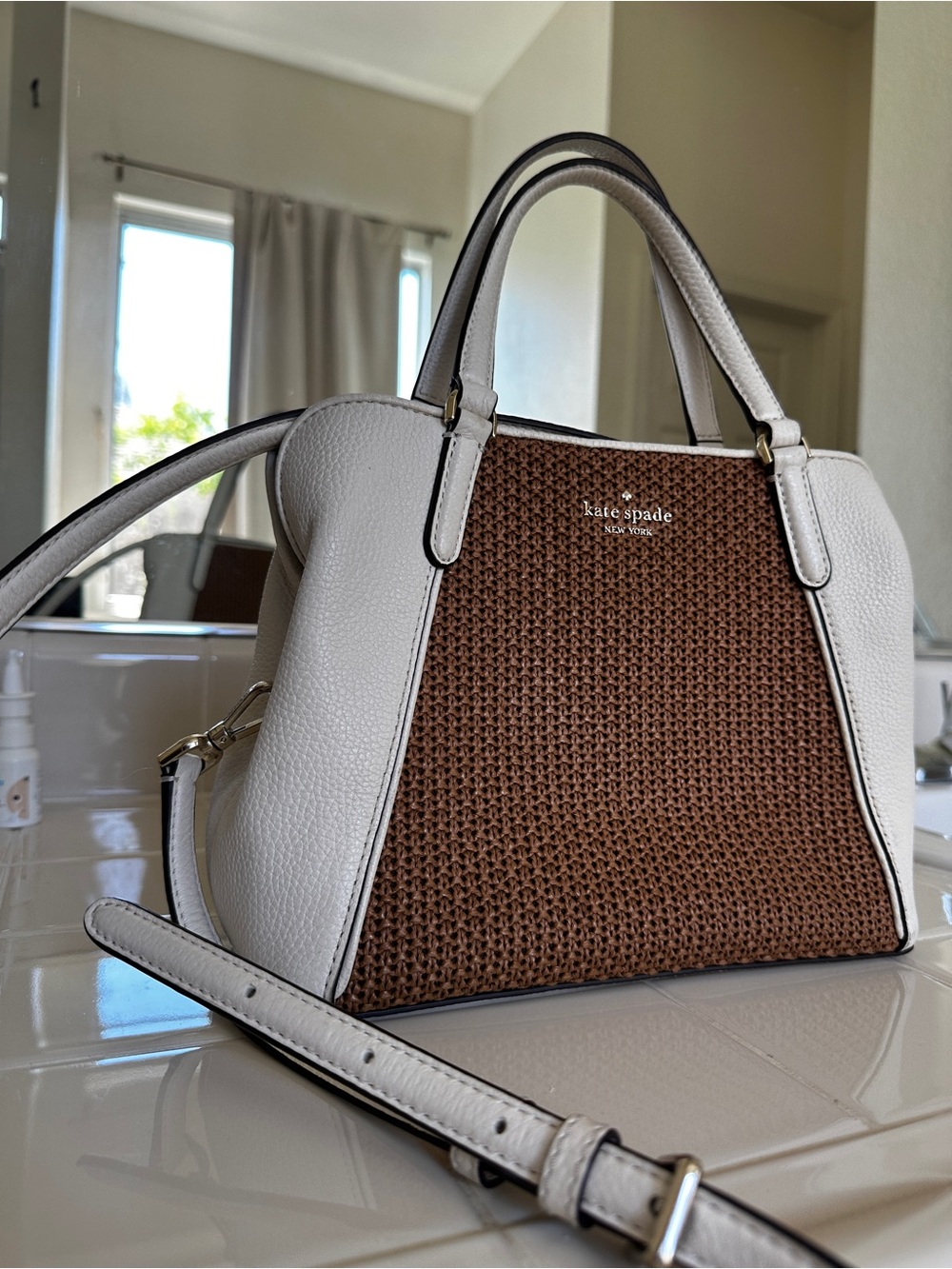 Kate Spade New York Jackson Straw Medium Triple Closure Satchel Handbag Purse - Picture 3 of 14